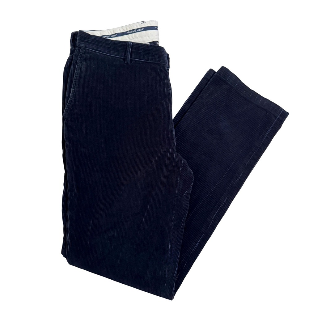 Vineyard Vines Classic Fit Club Corduroy Pants 36 x 35 Navy Blue Cotton Trousers
